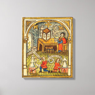 Impressão Em Tela Aprendizes num Laboratório Medieval