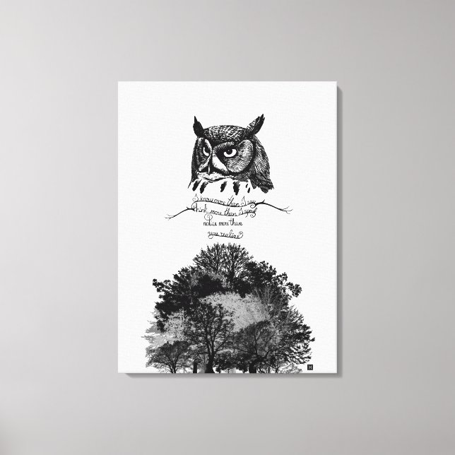 Impressão Em Tela Apresentar a sabedoria do Empath Owl ilustra citaç (Frente)