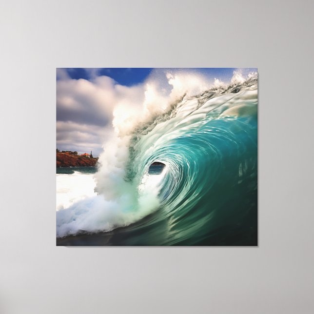 Impressão Em Tela Aqua Embrace Realismo Painting - Trabalho de arte  (Frente)