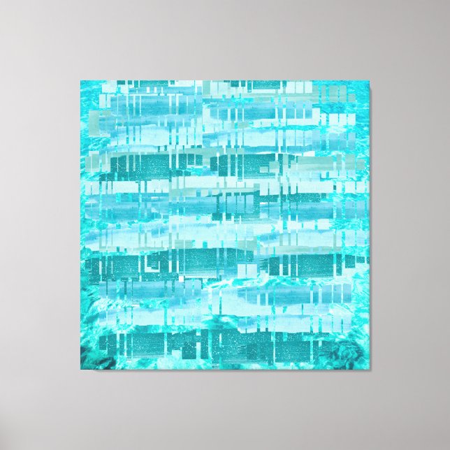 Impressão Em Tela Aqua Layered Ocean Abstract – Modern Turquoise  (Frente)