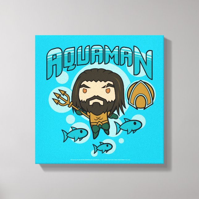 Impressão Em Tela Aquaman | Chibi Aquaman Undersea Graphic (Frente)
