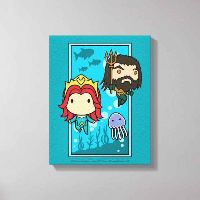 Impressão Em Tela Aquaman | Chibi Mera & gráfico submarino de (Frente)