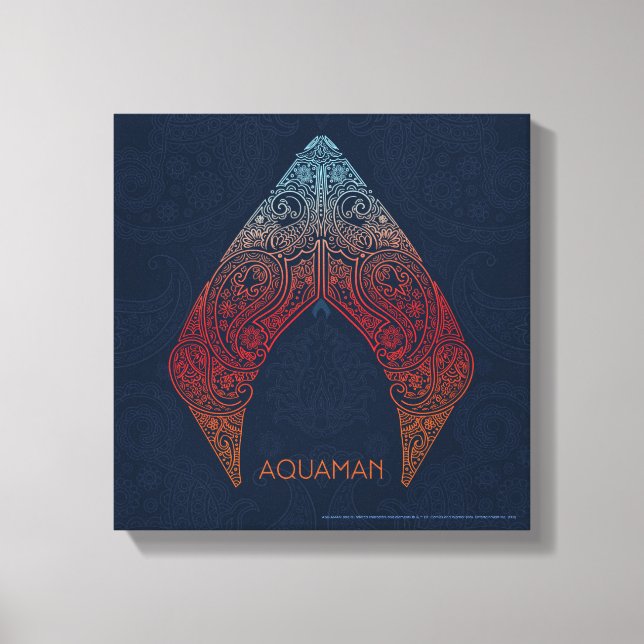 Impressão Em Tela Aquaman | Logotipo Paisley Aquaman (Frente)