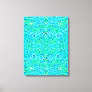 Impressão Em Tela Aquamarine Arabesque Bohemian Pattern