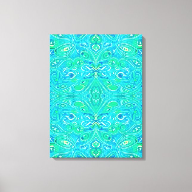 Impressão Em Tela Aquamarine Arabesque Bohemian Pattern (Frente)