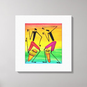 Impressão Em Tela Aquarela, Arte Africana, Drumming Africano Incríve
