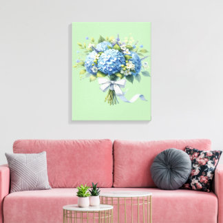 Impressão Em Tela Aquarela Botânica Floral Hydrangea