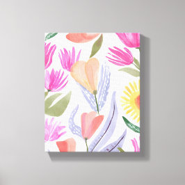 Impressão Em Tela Aquarela Colorida de Flores Silvestres | Pintado à