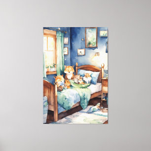 Impressão Em Tela aquarela de criaturas adoráveis arte de quarto de