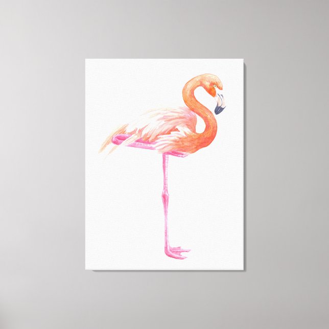 Impressão Em Tela Aquarela de flamingo (Frente)