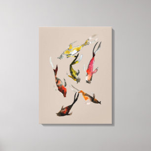 Impressão Em Tela Aquarela de peixe Koi