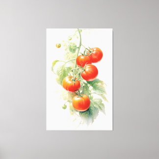 Impressão Em Tela Aquarela De Tomate Harmoniosa