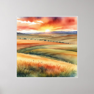 Impressão Em Tela aquarela do Forte Pierre National Grassland