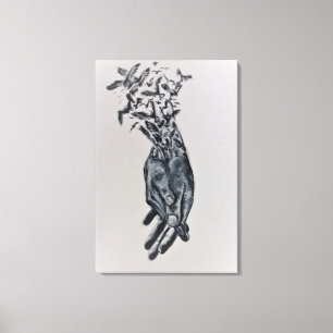 Impressão Em Tela Aquarela - Esperança - Preto e Branco