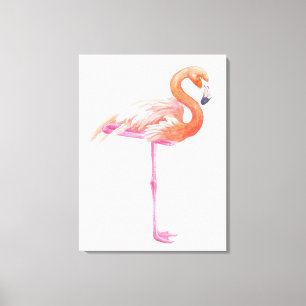 Impressão Em Tela Aquarela Flamingo