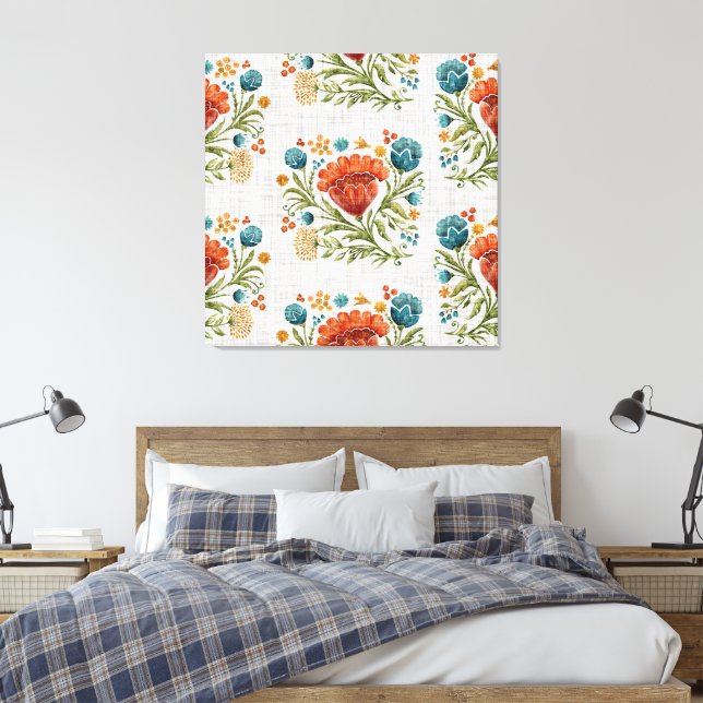 Impressão Em Tela Aquarela Flor Moderno Motif Terrestre Whimical (Insitu(Quarto))