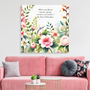 Impressão Em Tela Aquarela Flores Silvestres com Citação Floral de P