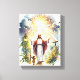 Impressão Em Tela Aquarela Jesus
