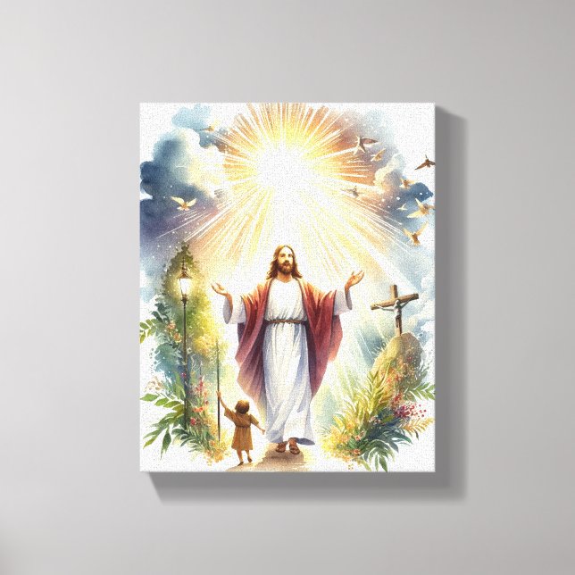 Impressão Em Tela Aquarela Jesus (Frente)