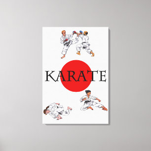 Impressão Em Tela aquarela mundial caratê artes marciais