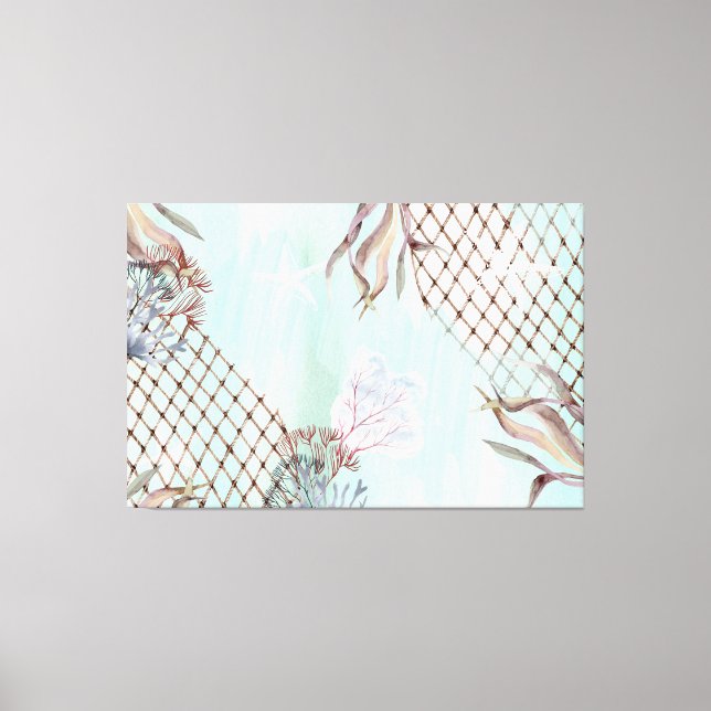 Impressão Em Tela Aquarela Sob O Mar De Turquesa Pálida (Frente)