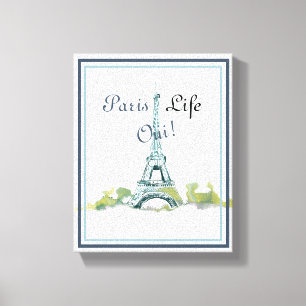Impressão Em Tela Aquarela Torre Eiffel Paris Life Oui