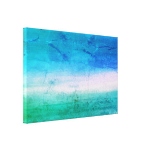 Impressão Em Tela Aquarela Tropical Oceânica Abstrato Verde Azul