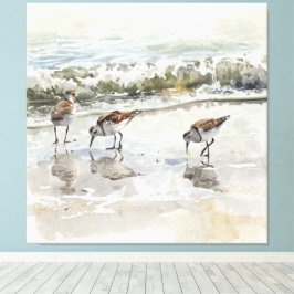 Impressão Em Tela Aquarelas de Arte da Praia de Sandpipers 