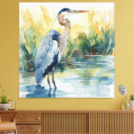 Impressão Em Tela Aquarelas do Lago da Grande Garça Azul