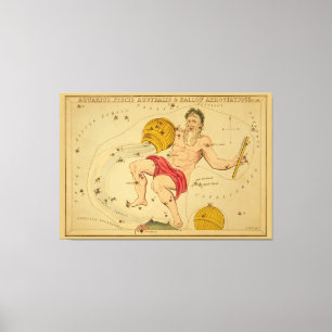 Impressão Em Tela Aquário - sinal do vintage da imagem do zodíaco