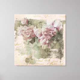 Impressão Em Tela ** AR23 Peony Floral Handwrite Vintage Victorian