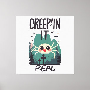 Impressão Em Tela Aranha de Halloween Kawaii trocadilho