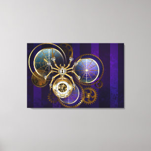 Impressão Em Tela Aranha Steampunk no fundo roxo