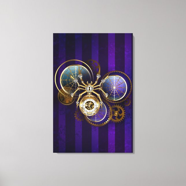 Impressão Em Tela Aranha Steampunk no fundo roxo (Frente)