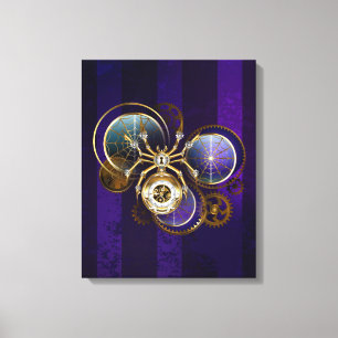 Impressão Em Tela Aranha Steampunk no fundo roxo