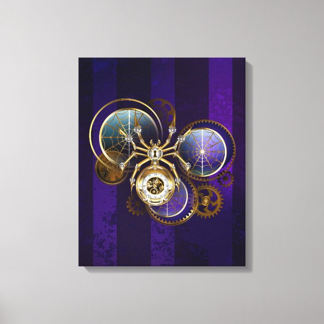Impressão Em Tela Aranha Steampunk no fundo roxo (Frente)