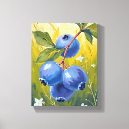 Impressão Em Tela Arbusto de Mirtilo | Pintura em Aquarela de Frutas