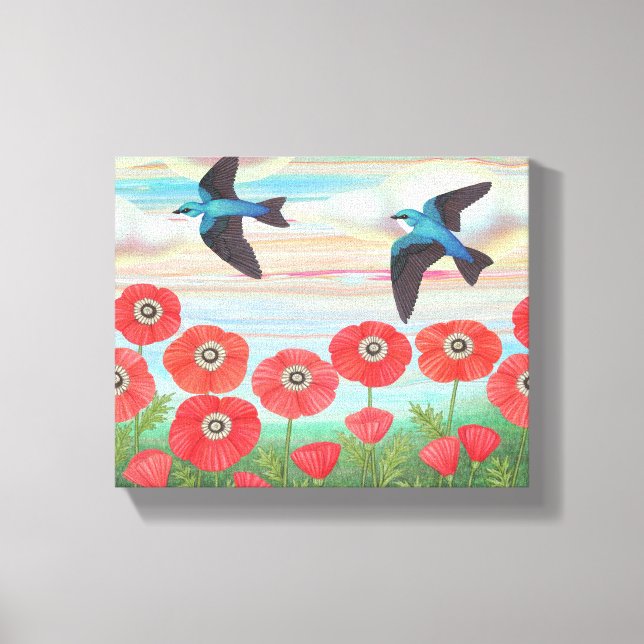 Impressão Em Tela arbustos e papoilas (Frente)