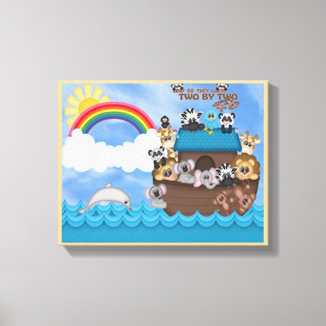 Impressão Em Tela Arca Noahs de Animais Duas por Duas Inundações de  (Frente)