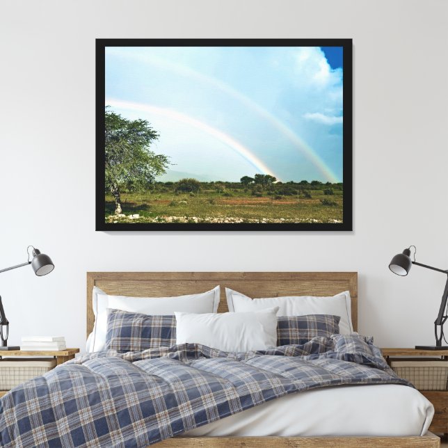 Impressão Em Tela Arco-íris Duplo da Namíbia (Insitu(Quarto))