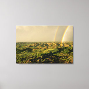 Impressão Em Tela Arco-íris duplo sobre Painted Canyon em Theodore