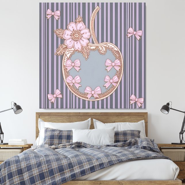 Impressão Em Tela Arco-íris Rosa e Floral Maçã Coquete (Insitu(Quarto))
