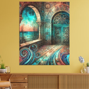 Impressão Em Tela Arco Místico com Portas Ornamentadas e Vista para