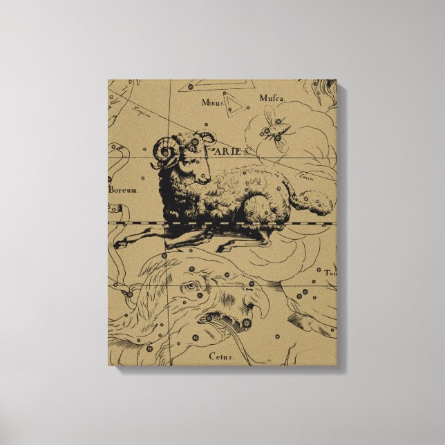 Impressão Em Tela Aries Constelle Map Hevelius cerca de 1690 (Frente)