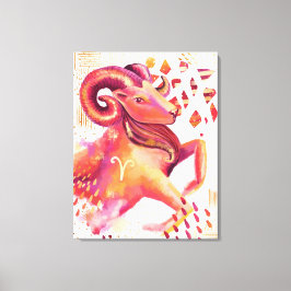 Impressão Em Tela Aries Zodiac Abstrato Watercolor Wall Art