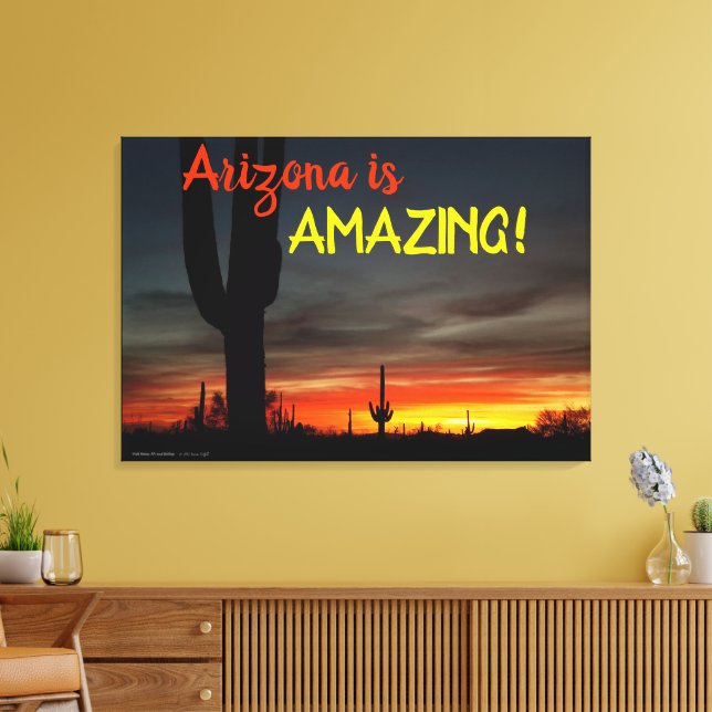 Impressão Em Tela "Arizona é incrível!" Sonoran Desert Cactus Sunset (Insitu(Sala de estar))