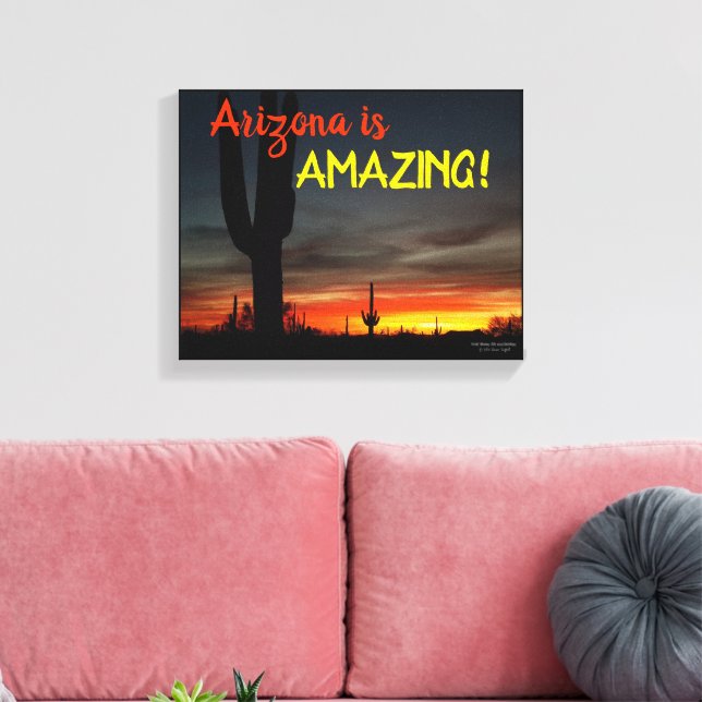 Impressão Em Tela "Arizona é incrível!" Sonoran Desert Cactus Sunset (Insitu(Sala de estar))