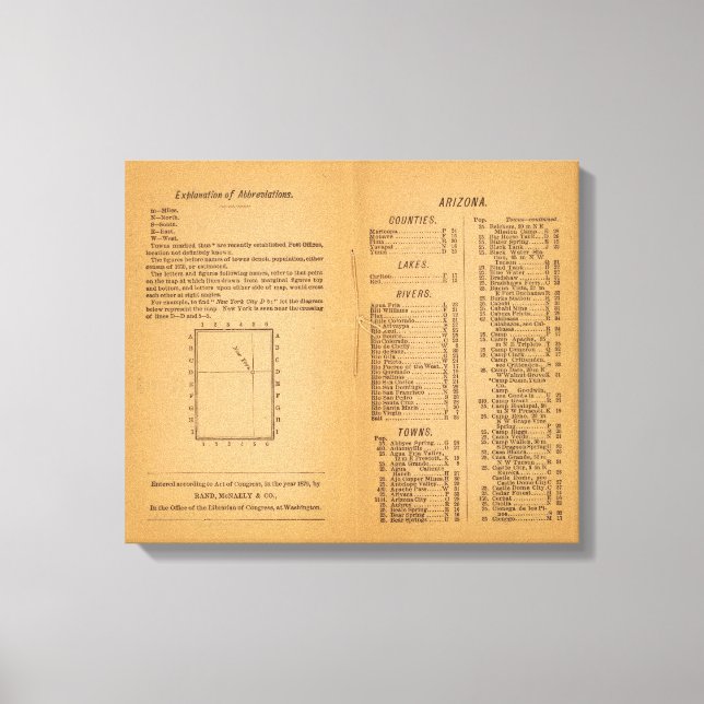 Impressão Em Tela Arizona Rand McNally (Frente)