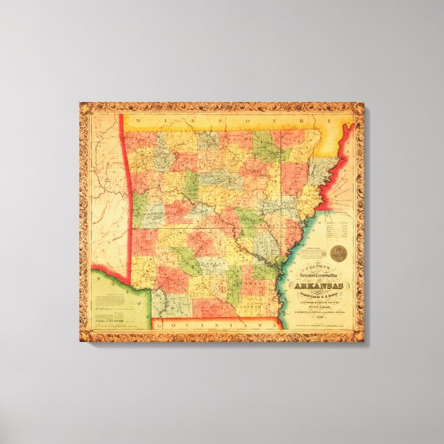 Impressão Em Tela ArkansasPanorâmica MapArkansas (Frente)