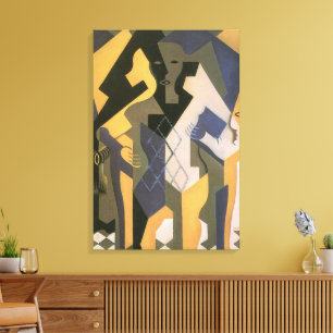 Impressão Em Tela Arlequim à Mesa de Juan Gris, Cubismo Vintage